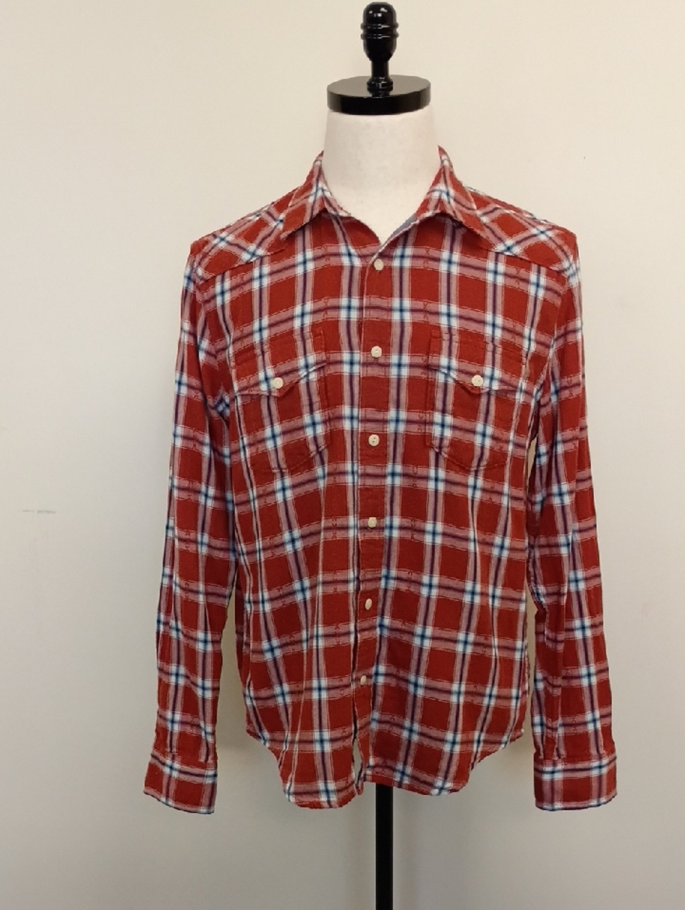 Lucky Brand Red Plaid Flannel Button Up Shirt Lined Western Size Medium